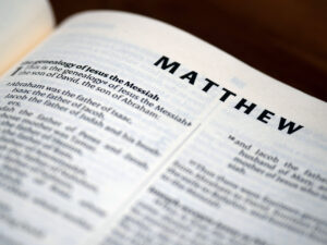 Photo of Bible opened to Book of Matthew