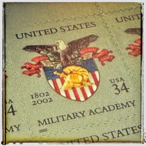 Stylized photo of the 2002 US stamp for West Point